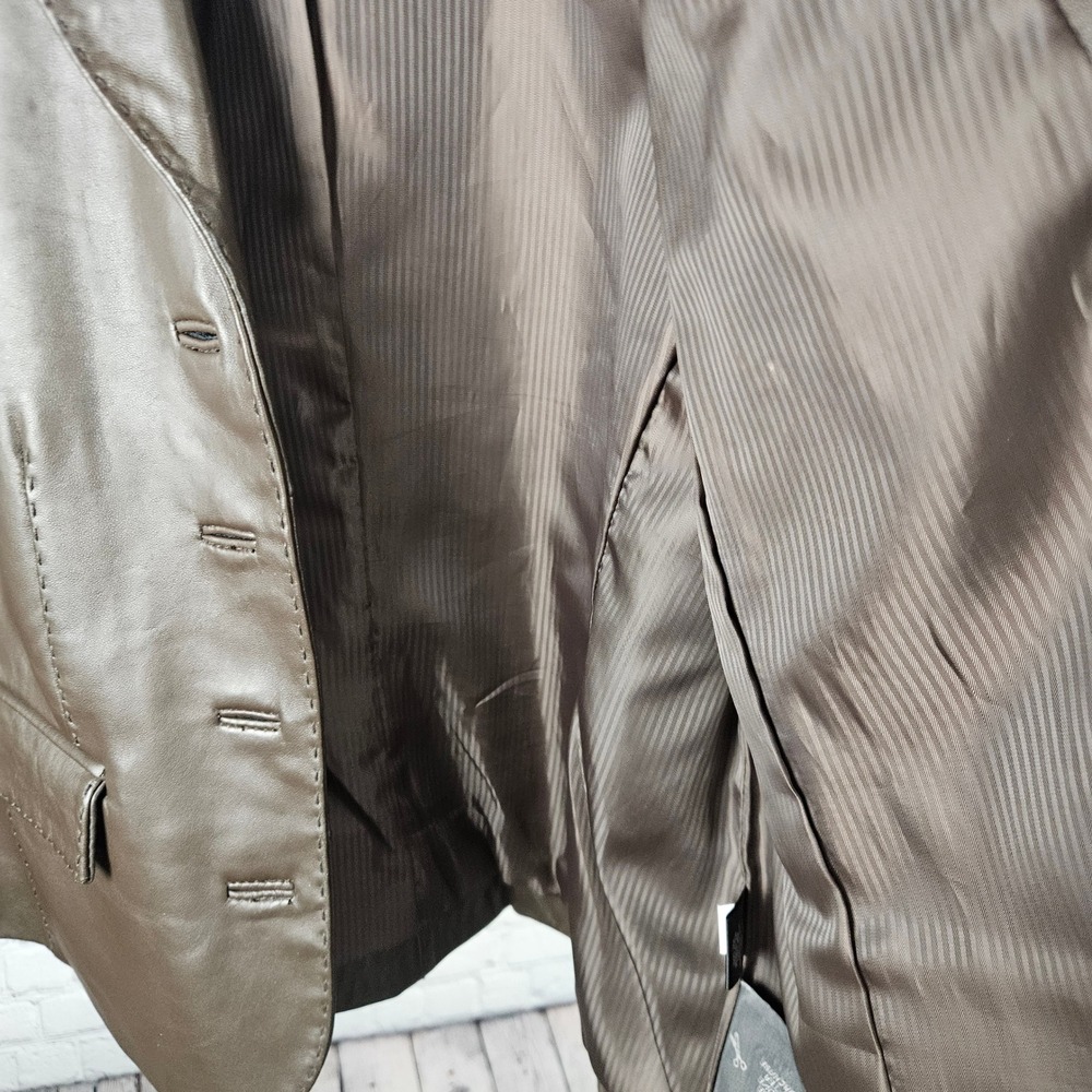 Sonoma Life Style Brown Lambskin Leather Blazer Jacket Womens Large 4 Button L - Picture 4 of 10